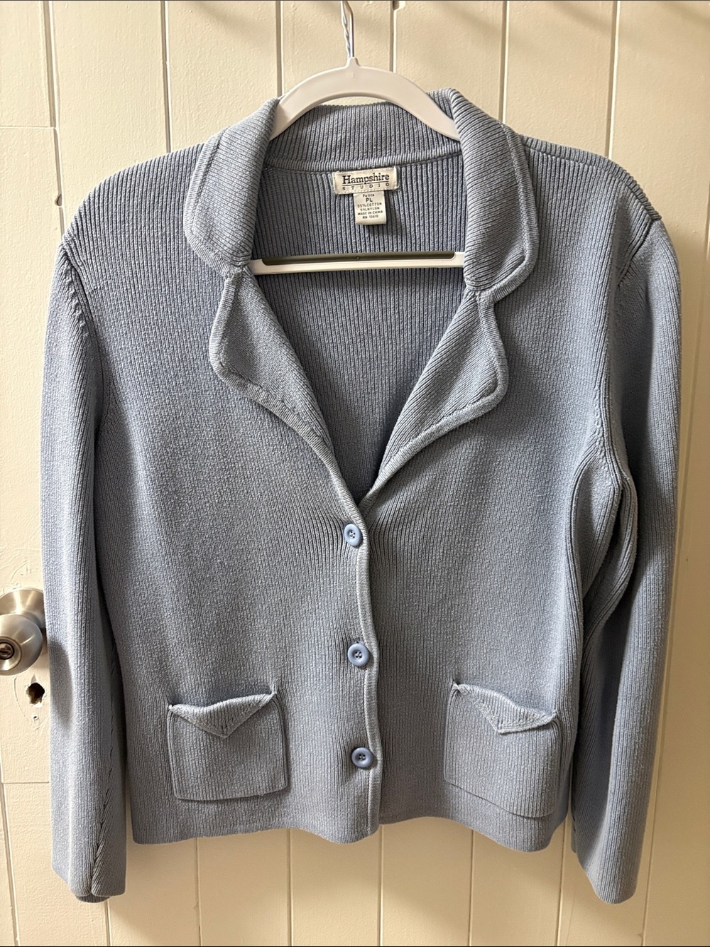 Hampshire Relaxed Shawl Collar Button Cardigan - Light Blue